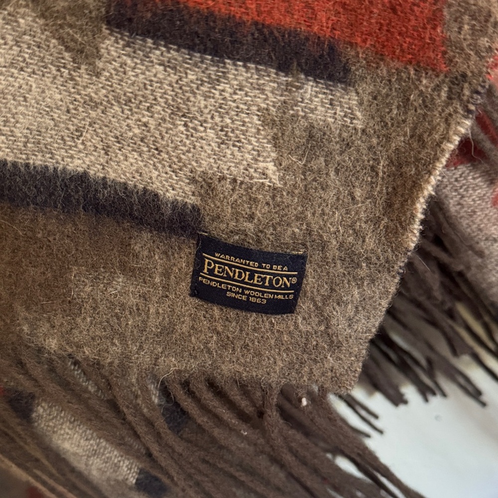 Pendleton Wool Patterned Fringe Shawl - image 2